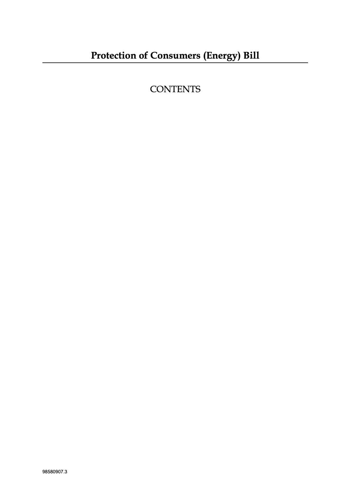 Protection of Bill Payers (Energy) Bill — page 1 of 11