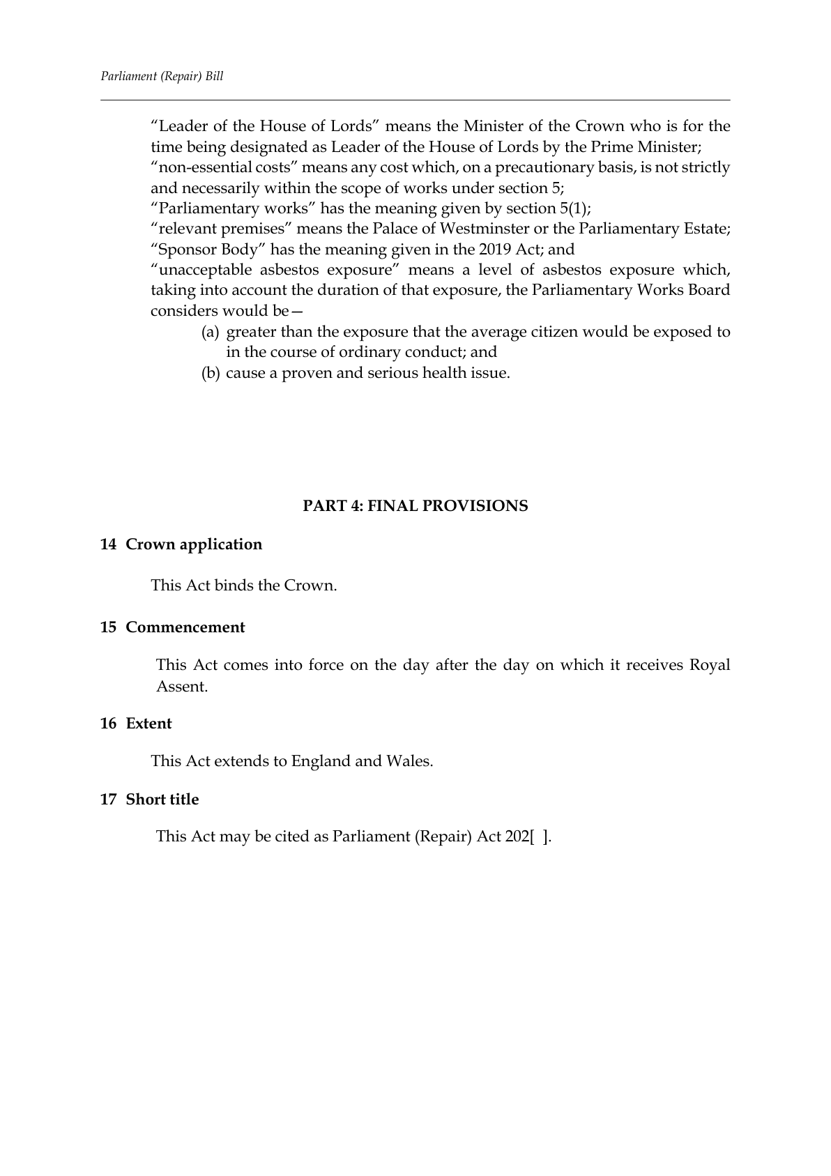Parliament (Repair) Bill — page 11 of 12