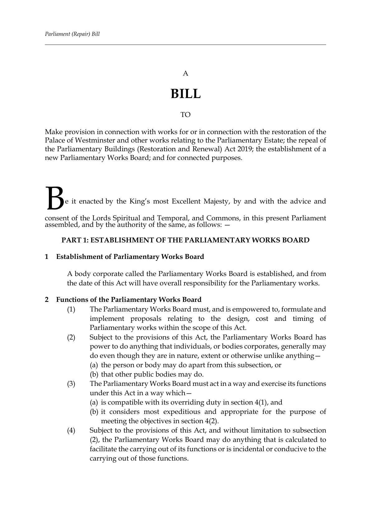 Parliament (Repair) Bill — page 2 of 12